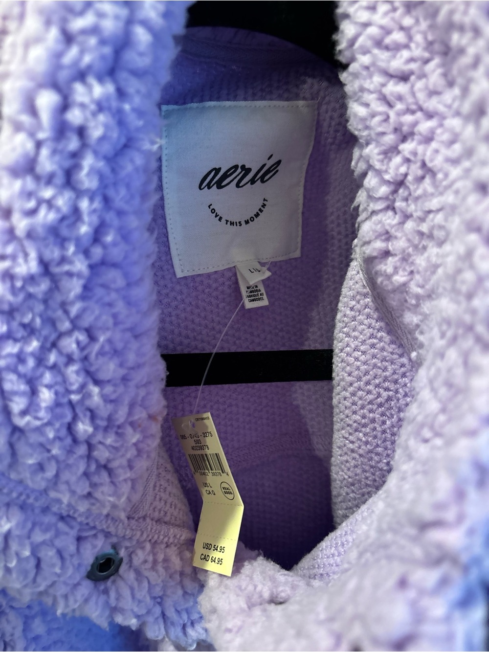 Aerie Lavender Teddy Sherpa Pullover Jacket - Picture 2 of 2